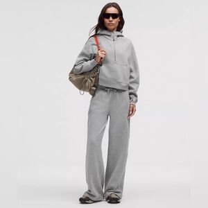 Lululemon Heathered Core Medium Gray Scuba Half-Zip Hoodie and Wide Leg Pant Set